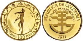 COLOMBIA. 100 pesos. 1971. Juegos Panamericanos. KM-248. Prueba.