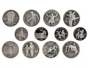 ESTADOS UNIDOS DE AMÉRICA. Lote de 12 monedas diferentes. Juegos Olímpicos de Atlanta. 8 de 1 dólar, marca de ceca: P; y 4 de 1/2 dólar, marca de ceca...
