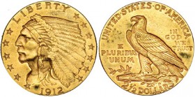 ESTADOS UNIDOS DE AMÉRICA. 2 1/2 dólares. 1912. KM-128. EBC-.