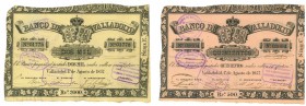 BANCO DE VALLADOLID. 500, 1000 (2) y 2000 reales de vellón. 1857. Total 4 billetes. Con resellos: EN LIQUIDACION. ED-A124, 125 y 126. EBC-.