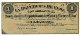 LA REPÚBLICA DE CUBA. Junta Central Repúblicana de Cuba y Puerto Rico. Peso. 1869. Encapsulado PMG-50. ED-CU32. Pick-61. EBC.