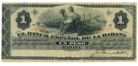 BANCO ESPAÑOL DE LA HABANA. Peso. 1883. ED-CU-52. Pick-27. Encapsulado PCGS-20. MBC-.