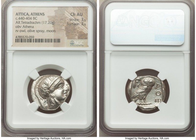 ATTICA. Athens. Ca. 440-404 BC. AR tetradrachm (24mm, 17.20 gm, 12h). NGC Choice...