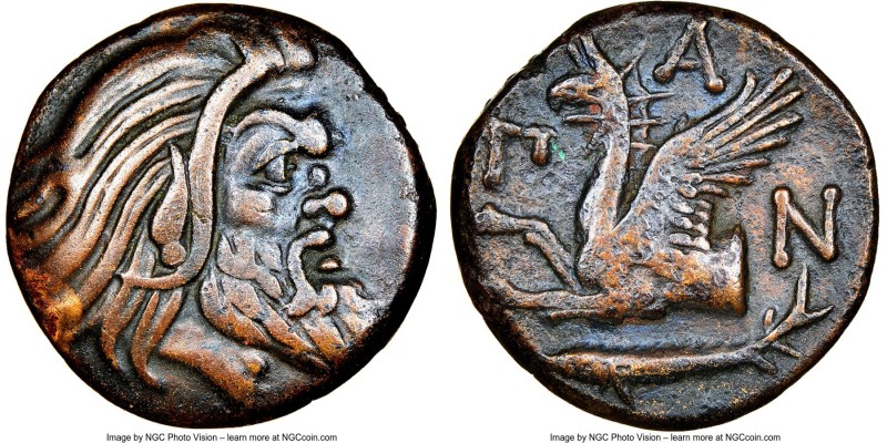 CIMMERIAN BOSPORUS. Panticapaeum. 4th century BC. AE (20mm, 12h). NGC VF. Head o...