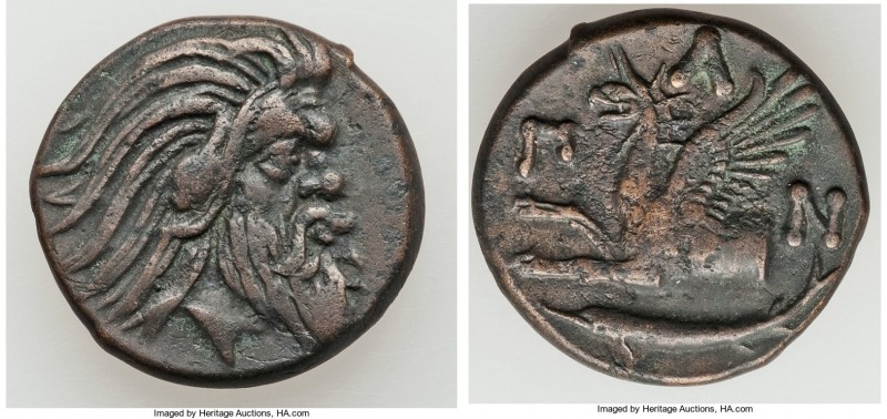 CIMMERIAN BOSPORUS. Panticapaeum. 4th century BC. AE (21mm, 7.58 gm, 12h). VF. H...