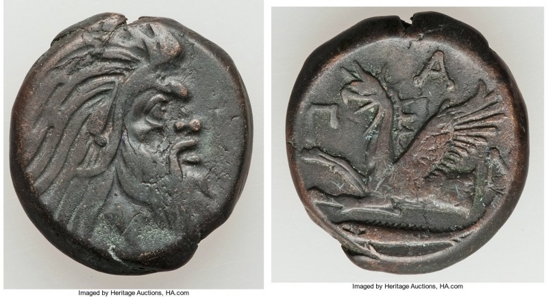 CIMMERIAN BOSPORUS. Panticapaeum. 4th century BC. AE (21mm, 7.60 gm, 12h). Choic...