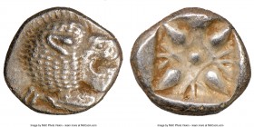 IONIA. Miletus. Ca. late 6th-5th centuries BC. AR 1/12 stater or obol (10mm). NGC Choice XF. Milesian standard. Forepart of roaring lion left, head re...