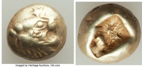 LYDIAN KINGDOM. Alyattes or Walwet (ca. 610-546 BC). EL third-stater or trite (12mm, 4.66 gm). VF, countermarks. Uninscribed, Lydo-Milesian standard, ...