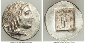 LYCIAN LEAGUE. Cragus. Ca. 32-30 BC. AR hemidrachm (16mm, 1.85 gm, 12h). AU. Series 4. Head of Apollo right, wearing taenia / ΛΥΚΙΩΝ, K-P/Α-Γ, cithara...