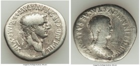 Claudius I (AD 41-54), with Agrippina II. AR cistophorus (27mm, 9.80 gm, 7h). About Fine, scratches. Ephesus, ca. AD 50-51. TI•CLAVD•CAESAR•AVG•P•M•TR...