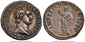 Domitian, as Augustus (AD 81-96). AR denarius (19mm, 5h). NGC Choice XF. Rome, 14 September-31 December AD 91. IMP CAES DOMIT AVG-GERM P M TR P XI, la...