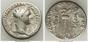 Domitian, as Augustus (AD 81-96). AR cistophorus (25mm, 9.99 gm, 6h). Fine, graffiti, Ephesus or Rome, AD 95. IMP CAES DOMIT AVG GERM-P M TR P XIIII I...
