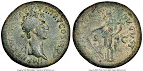 Nerva (AD 96-98). AE sestertius (34mm 2762gm, 6h). NGC Choice Fine 4/5 - 3/5. Rome, AD 97. IMP NERVA CAES AVG P M TR P COS III P P, laureate head of N...