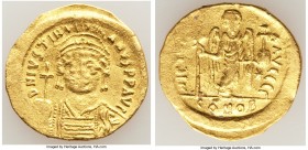 Justinian I the Great (AD 527-565). AV solidus (21mm, 4.39 gm, 6h). Fine. Constantinople, 3rd officina. D N IVSTINI-ANVS PP AVG, cuirassed bust of Jus...