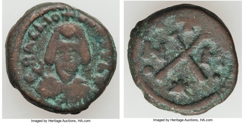 Revolt of the Heraclii (AD 608-610). AE decanummium (17mm, 3.99 gm, 9h). About F...