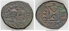 Revolt of the Heraclii (AD 608-610). AE follis or 40 nummi (31mm, 12.20 gm, 6h). Fine. Alexandretta, 1st officina, dated Indictional Year 14 (AD 610)....