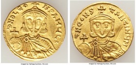 Leo III the Isaurian (AD 717-741), with Constantine V. AV solidus (20mm, 4.38 gm, 5h). Choice VF, bent and straightened. Constantinople, AD 737-741. d...