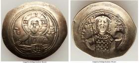 Nicephorus III Botaniates (AD 1078-1081). EL histamenon nomisma (29mm, 3.64 gm, 6h). VF, clipped. Constantinople, AD 1078. Bust of Christ facing, wear...