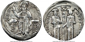 Andronicus II Palaeologus and Michael IX (AD 1294-1320). Anonymous Issue. AR basilicon (20mm, 5h). NGC XF. Constantinople, AD 1304-1320. KYPIЄ-BOHΘЄI,...