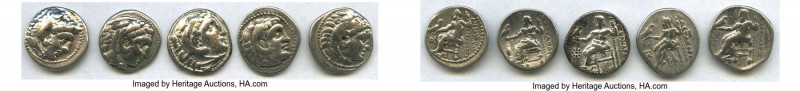 ANCIENT LOTS. Greek. Macedonian Kingdom. Ca. 336-317 BC. Lot of five (5) AR drac...