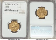 Pedro II gold 10000 Reis 1867 AU53 NGC, Rio de Janeiro mint, KM467. AGW 0.2643 oz. 

HID09801242017

© 2020 Heritage Auctions | All Rights Reserve...