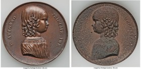Pedro II copper "Death of Prince Alfonso" Cliche or Electrotype ND (1848) XF, cf. Meili-26. 44.9mm. 6.95gm. D. ALFONSO PRINCIPE IMP. Child bust right ...