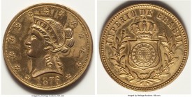 Pedro II brass Jeton 1876 AU (Cleaned), 26.6mm. 7.23gm. Pairing a Chilean 1876/1878 Pattern 10 Pesos obverse (cf. KM-Pn424) with a Brazilian reverse. ...