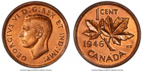 George VI Specimen Cent 1946 SP64 Red and Brown PCGS, Royal Canadian mint, KM32. Appears to have the original mint lacquering. From the George Hans Co...