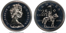 Elizabeth II Prooflike "Large Bust" 25 Cents 1973 PL68 PCGS, Royal Canadian mint, KM81.2. Large bust, 132 beads variety. From the George Hans Cook Col...