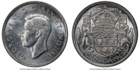 George VI "Narrow Date - Curved 7" 50 Cents 1947 MS62 PCGS, Royal Canadian mint, KM36. Narrow Date, Curved 7 variety. From the George Hans Cook Collec...