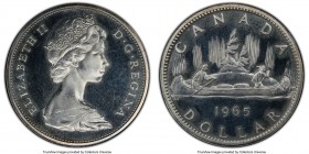 Elizabeth II Prooflike "Type 2 Small Beads - Blunt 5" Dollar 1965 PL65 Cameo PCGS, Royal Canadian mint, KM64.1. Small beads, blunt 5 variety. From the...