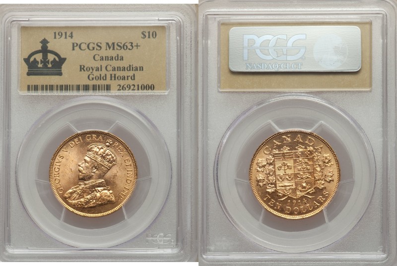 George V gold 10 Dollars 1914 MS63+ PCGS, Ottawa mint, KM27. AGW 0.4838 oz. 

...