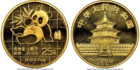 People's Republic gold "Small Date" Panda 25 Yuan (1/4 oz) 1989 MS69 NGC, KM224. AGW 0.2497 oz.

HID09801242017

© 2020 Heritage Auctions | All Ri...