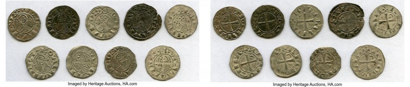 Principality of Antioch 9-Piece Lot of Uncertified Bohemond Era "Helmet" Deniers...