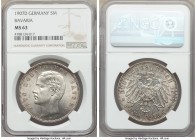 Bavaria. Otto 5 Mark 1907-D MS63 NGC, Munich mint, KM915. Flint gray and golden toning, cartwheel luster. 

HID09801242017

© 2020 Heritage Auctio...
