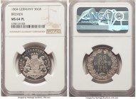 Bremen. Free City 36 Grote (1/2 Taler) 1864 MS64 Prooflike NGC, KM243. Light lilac gray toning with prooflike surfaces and cameo devices. 

HID09801...