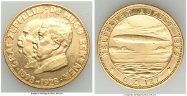 Weimar Republic gold "Zeppelin World Flight" Medal 1929-Dated AU, Kaiser-510.2. 36.1mm. 22.74gm. Celebrating airship LZ 127 "Graf Zeppelin's" circumna...