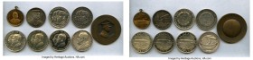 9-Piece Lot of Uncertified Assorted Zeppelin Medals, 1) Frankfurt. Free City brass Medal 1909 - UNC (PVC), 28.5mm. 8.22gm. Includes Whitford auction t...