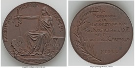 Estados Unidos "Administration of Justice" copper Medal 1916 XF, Grove-P43b. 45.5mm. 40.48gm. By J. Tova M & Pastrana G. PATRIOTISMO DIGNIDAD FIRMEZA ...