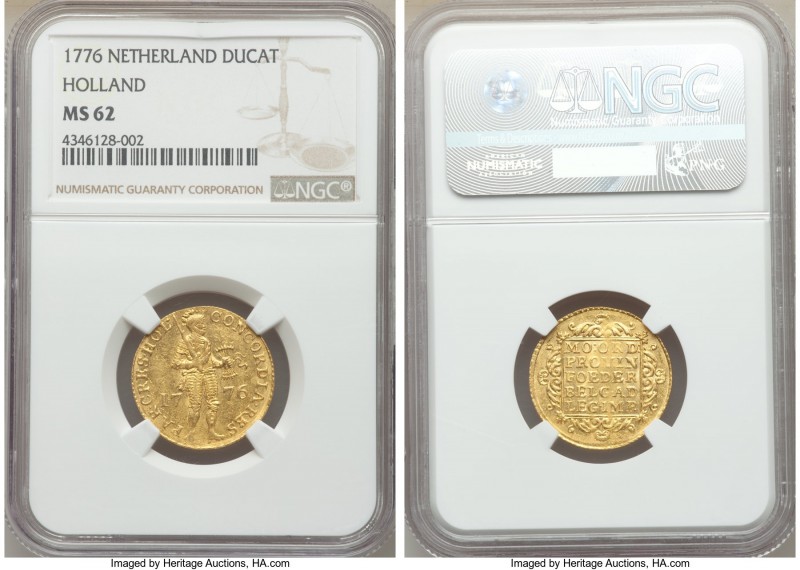 Holland. Provincial gold Ducat 1776 MS62 NGC, KM12.3. Gleaming honey-gold issue ...