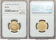 Charles III gold 2 Escudos 1776/4 M-PJ AU53 NGC, Madrid mint, KM417.1 (overdate unlisted). 

HID09801242017

© 2020 Heritage Auctions | All Rights...