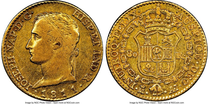 Joseph Napoleon gold 80 Reales 1811-AI VF30 NGC, Madrid mint, KM552. 

HID0980...