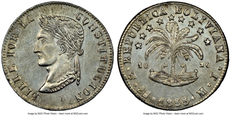 Pair of Certified Assorted Issues NGC, 1) Bolivia: Republic 8 Soles 1855 PTS-MJ ...