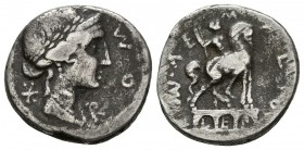 GENS AEMILIA. Denario. (Ar. 3,55g/13mm). 114-113 d.C. Sur de Italia. (Crawford 291/1; FFC 103), MBC-.