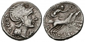 GENS FLAMINIA. Denario. (Ar. 3,84g/19mm). 109-108 a.C. Norte de Italia. (Crawford 302/1; FFC 708). MBC-.