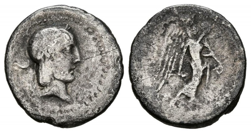 GENS CALPURNIA. Quinario. (Ar. 1,66g/15mm). 90 a.C. Roma. (Crawford 340/2e). MBC...