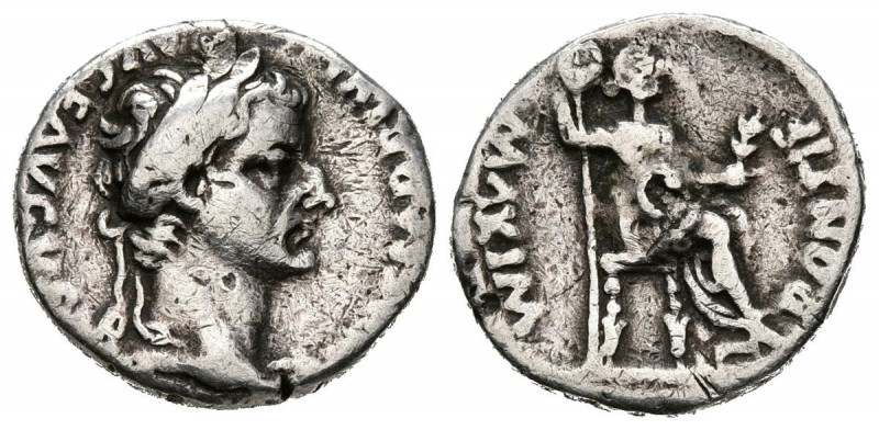 TIBERIO. Denario. (Ar. 3,57g/18mm). 14 a.C.-37 d.C. Lugdunum. (RIC 30). MBC-.