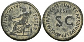 TITO. Sestercio. (Ae. 27,03g/34mm). 14 d.C. (acuñación conmemorativa de Divo Augusto). Roma. (RIC 403). MBC.