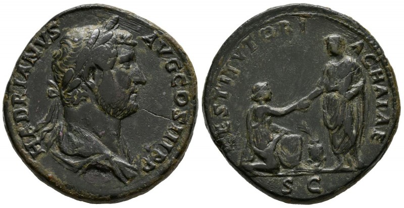 ADRIANO. Sestercio. (Ae. 27,57g/32mm). 134-138 d.C. Roma. (RIC 941). MBC. Limpia...