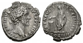 ANTONINO PIO. Denario. (Ar. 3,40g/17mm). 158-159 d.C. Roma. (RIC 294b). MBC+.